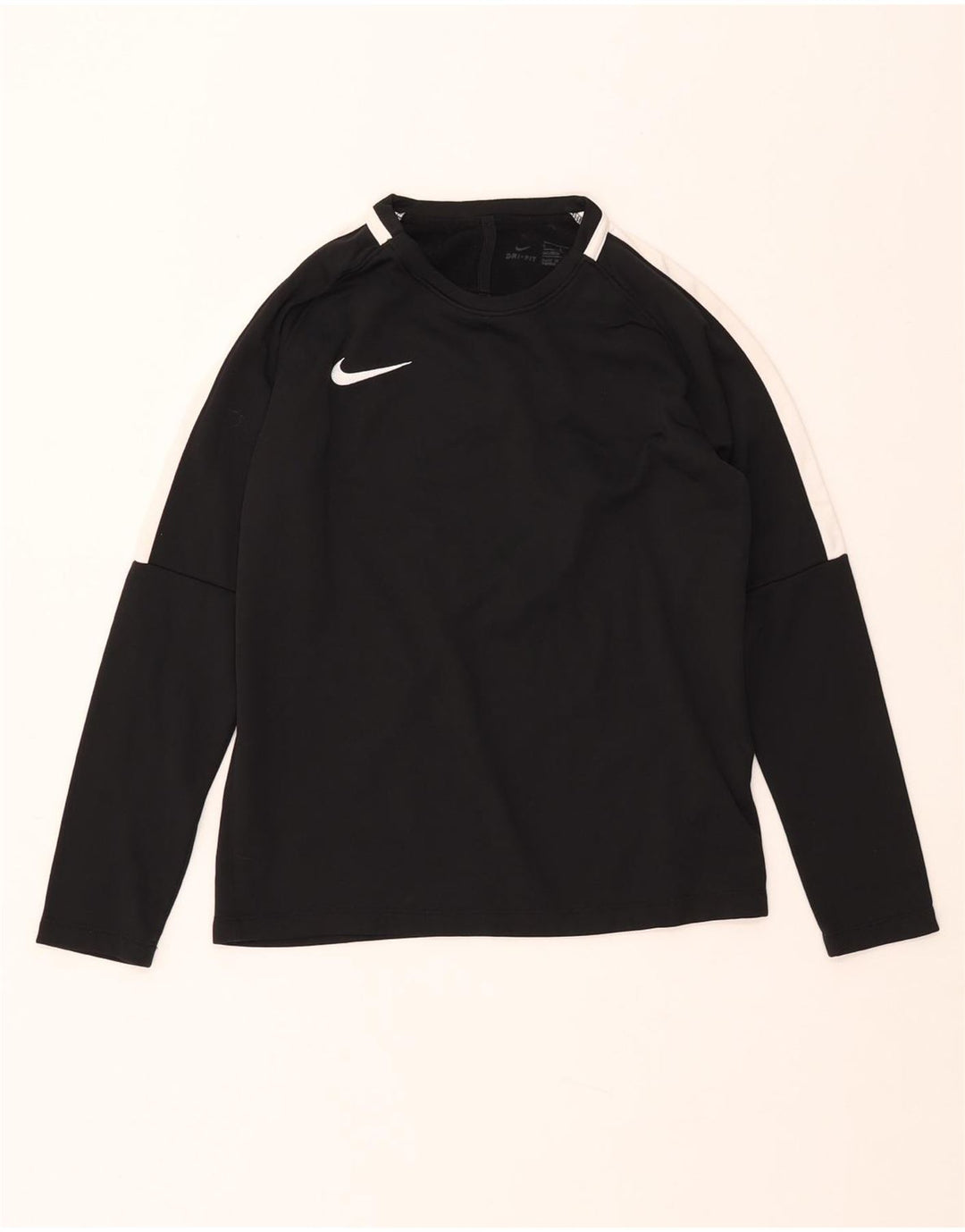 NIKE Boys Dri Fit Top Manga Larga 12-13 Años Grande Negro Colorblock