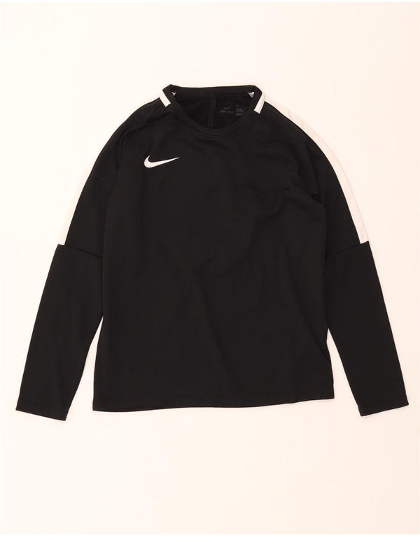 NIKE Boys Dri Fit Top Manga Larga 12-13 Años Grande Negro Colorblock