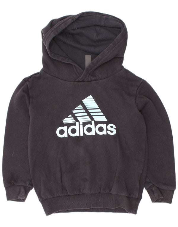 Adidas - Sudadera con capucha para niños, 6-7 años, algodón negro