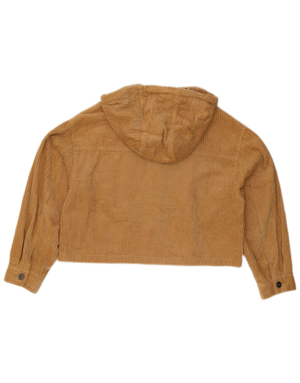 Zara Chaqueta Corta De Pana Extragrande Con Capucha Para Mujer UK 10 Small Beige Cotton