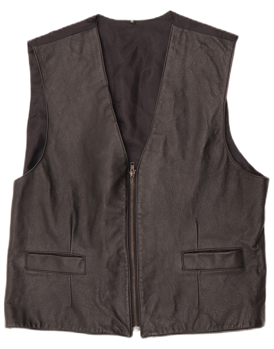 Chaleco de cuero vintage para hombre XL cuero negro