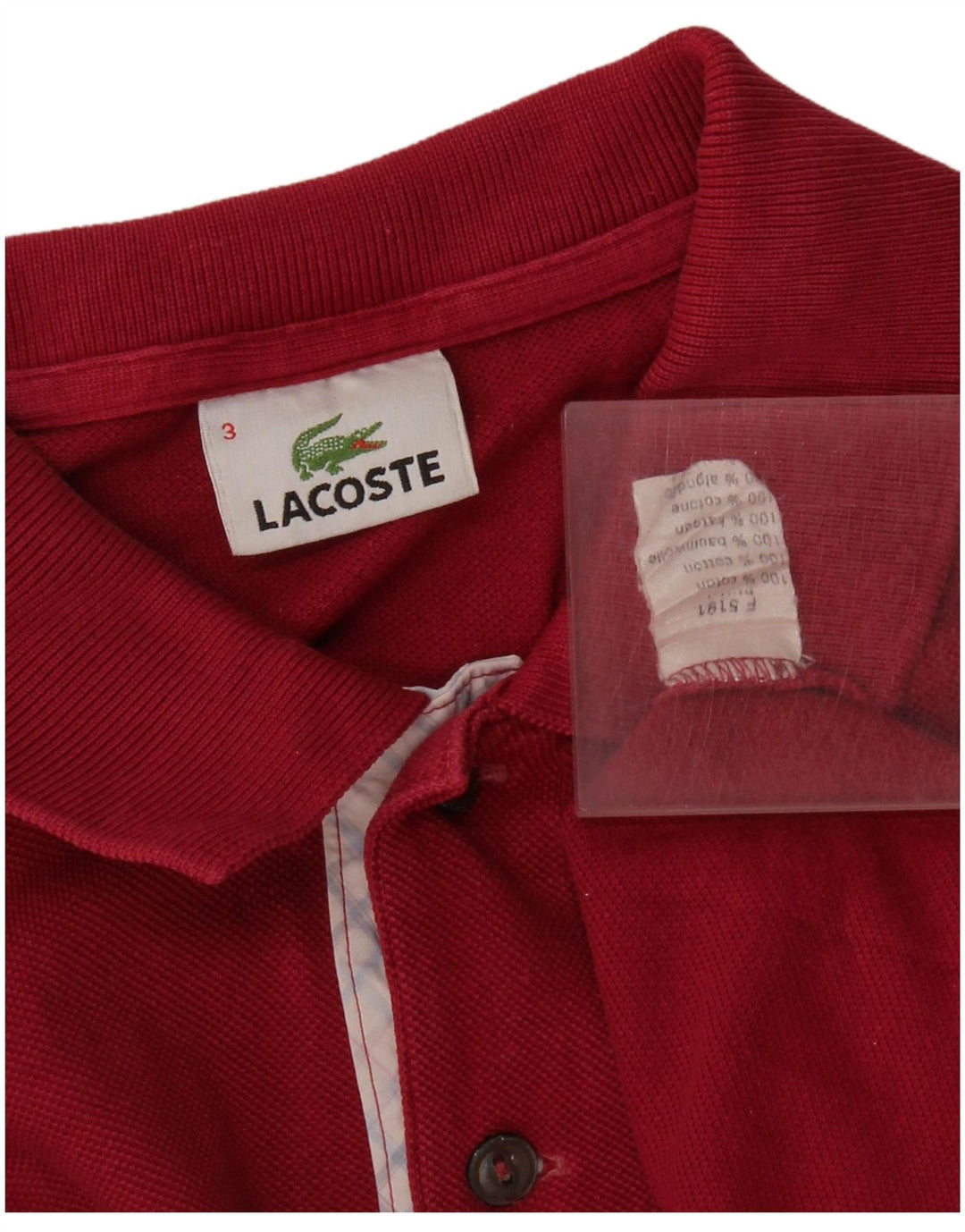 LACOSTE Polo para hombre talla 3 pequeño algodón rosa