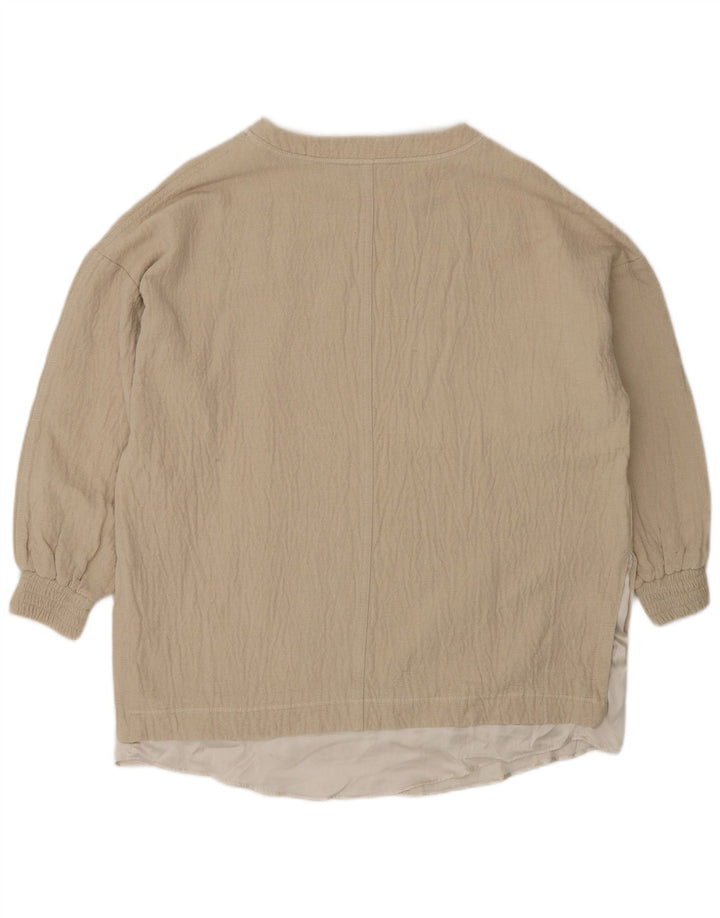 Zara Mujer Blusa Extragrande Top UK 6 XS Algodón Beige