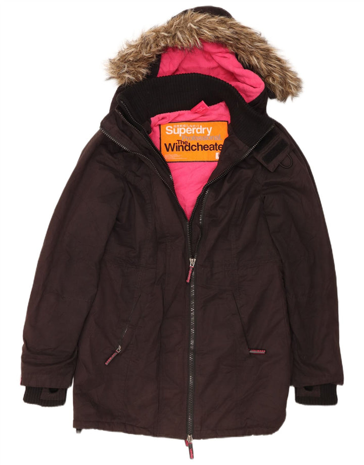 Superdry Parka con capucha Windcheater para mujer, talla 44, talla M, color negro