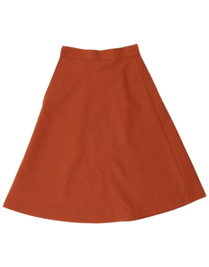 Vintage mujer A-Line falda W24 pequeño marrón