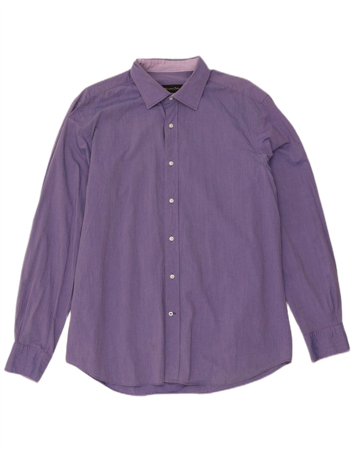 Massimo Dutti Hombre Camisa Slim Fit XL Vichy Morado