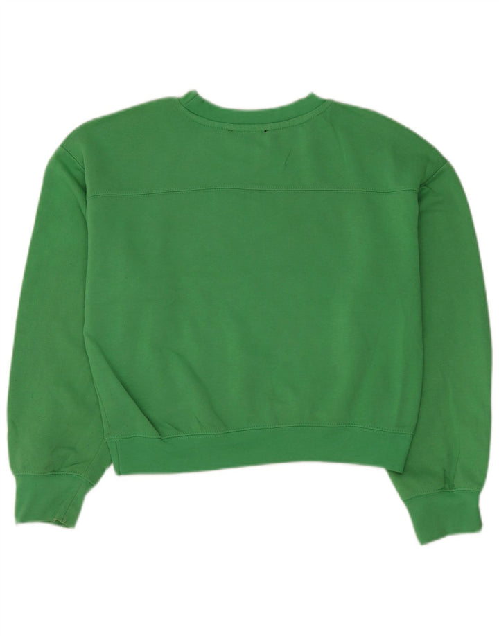 Zara Mujer Crop Oversize Sudadera Jumper UK 10 Small Verde Poliéster