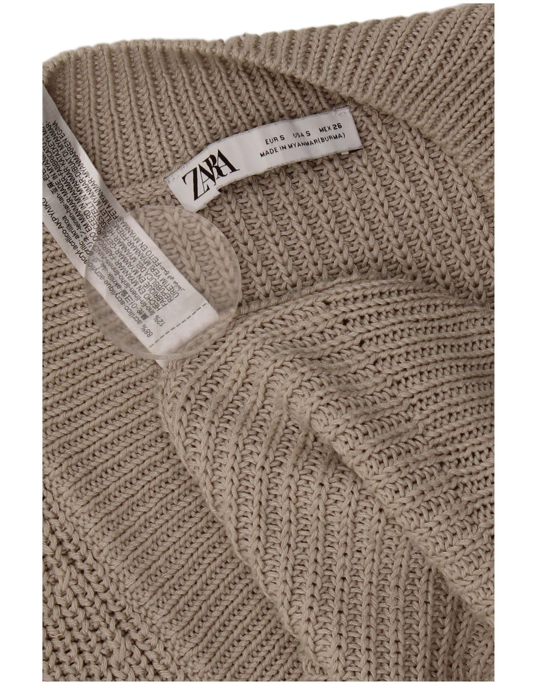 Zara Hombre Chaleco Tank Top Small Marrón Acrílico