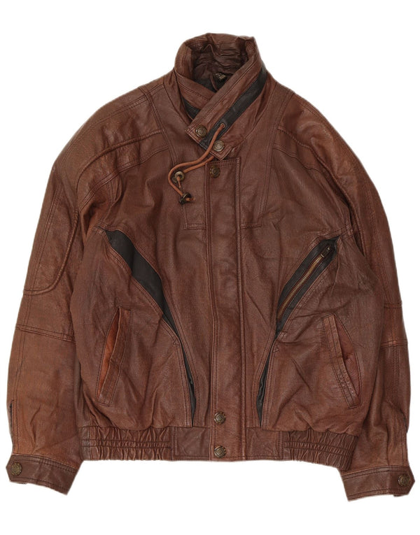VINTAGE Chaqueta de cuero para hombre Reino Unido 38 Cuero marrón medio