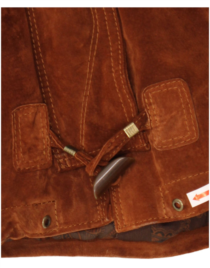 Michel Abrigo de ante extragrande para mujer IT 50 XL Cuero marrón