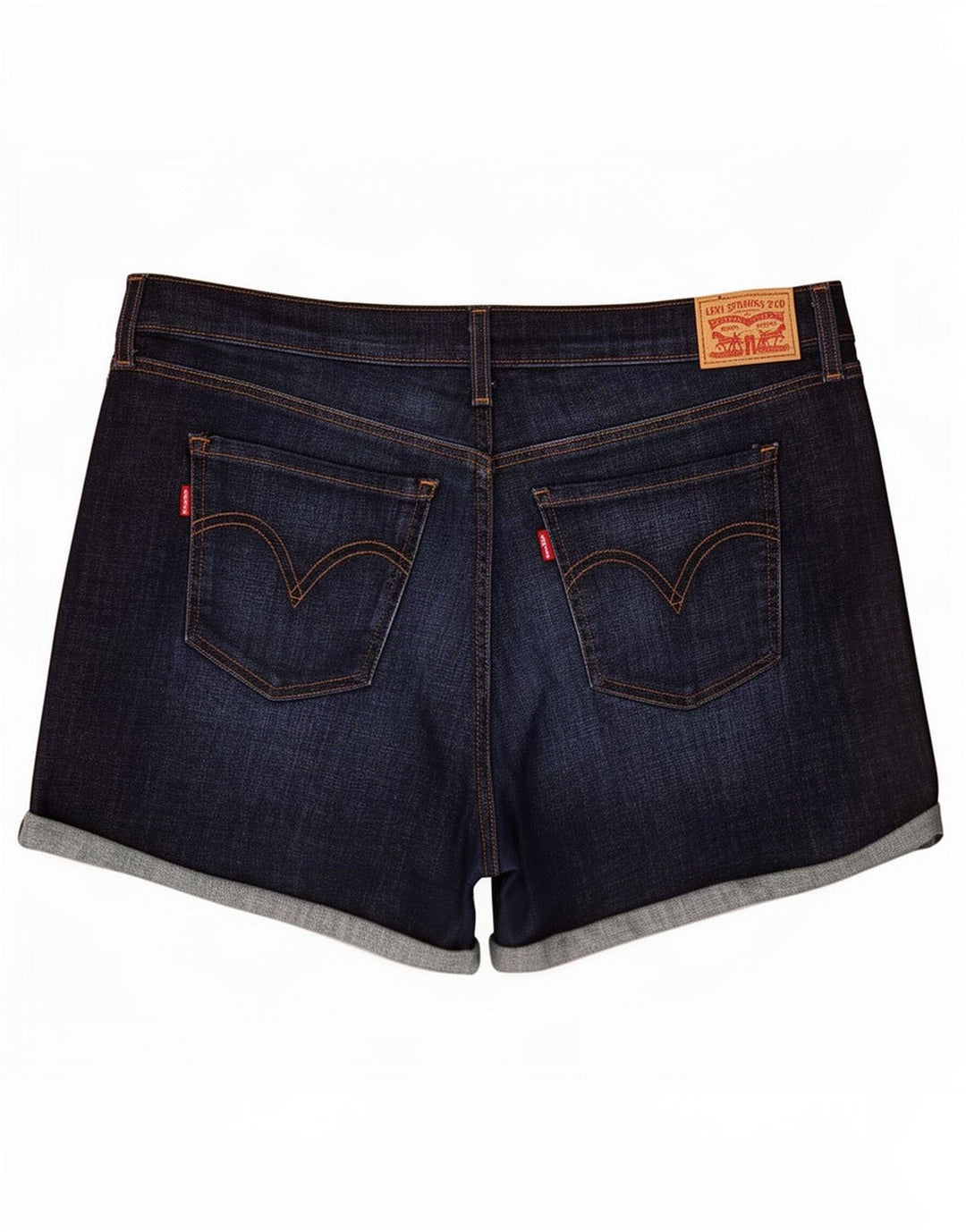 Levi's Pantalones cortos de mezclilla desgastados de talle medio para mujer W33 Algodón azul marino grande