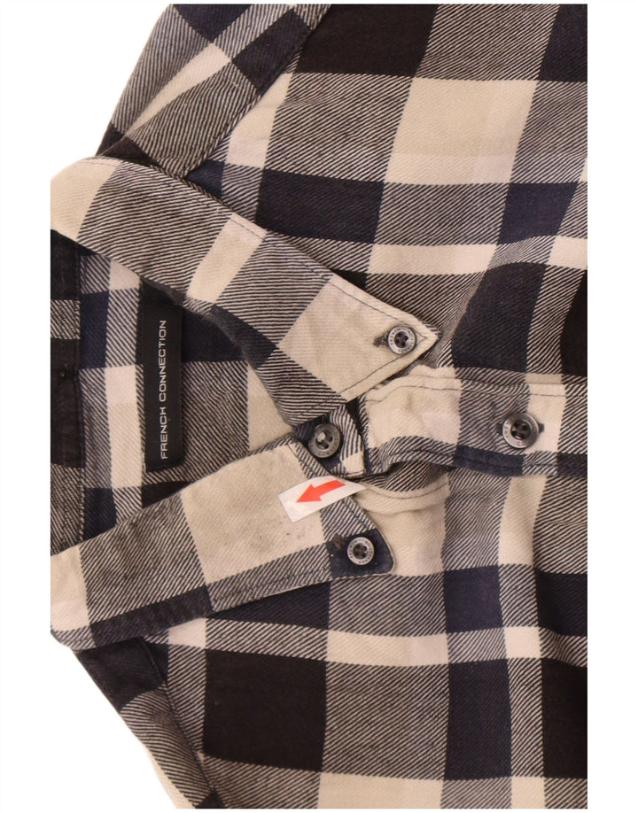 Camisa de franela para hombre de French Connection de algodón a cuadros en azul marino mediano