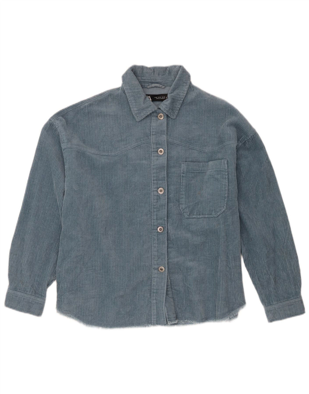Zara Mujer Camisa De Pana Extragrande UK 44 Algodón Azul Medio