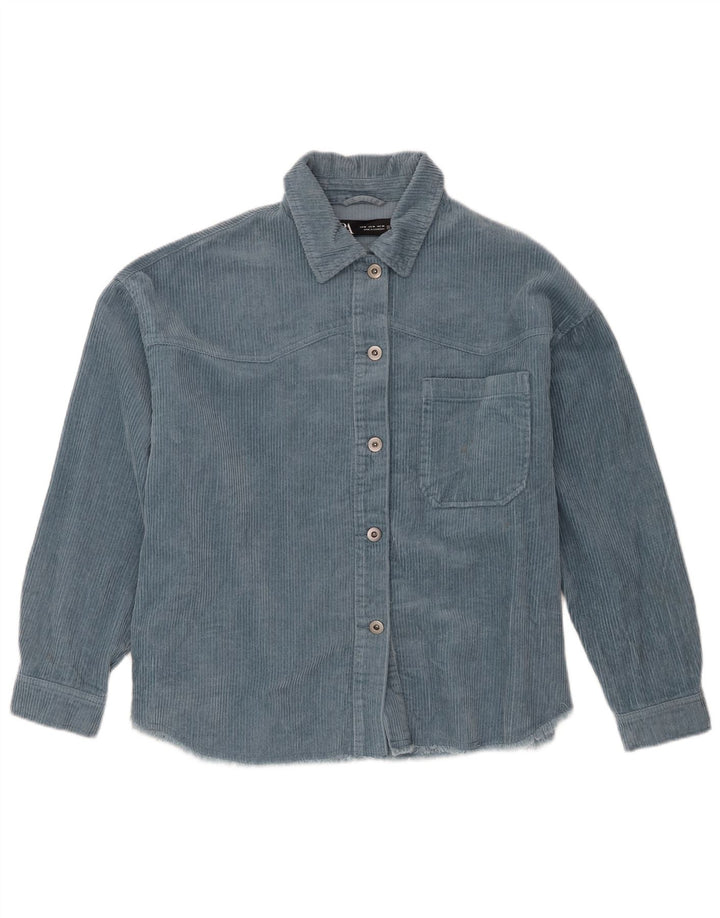 Zara Mujer Camisa De Pana Extragrande UK 44 Algodón Azul Medio