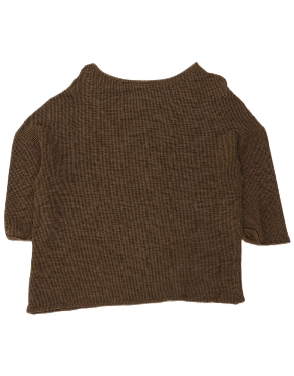 Zara Mujer Top Extragrande Manga 3/4 UK 44 Viscosa Caqui Mediana
