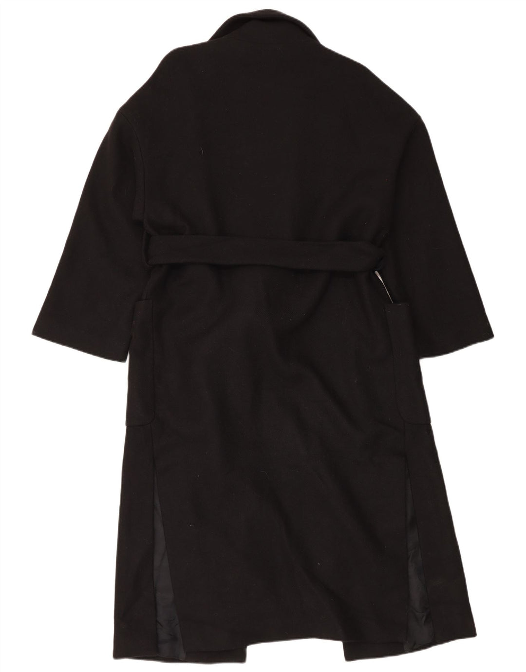 Zara Mujer Abrigo Extragrande UK 10 Small Lana Negra