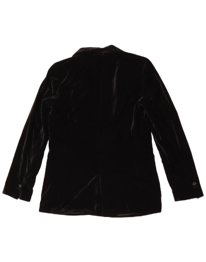 Zara Chaqueta Blazer De Terciopelo De Doble Botonadura para Mujer UK 10 Small Black