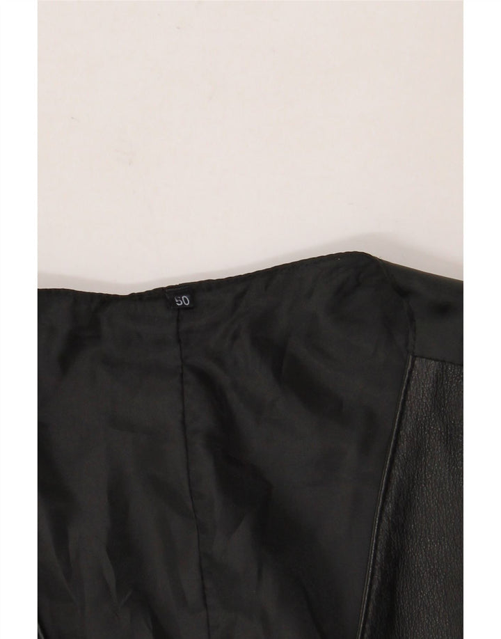 Chaleco de cuero vintage para hombre medio negro