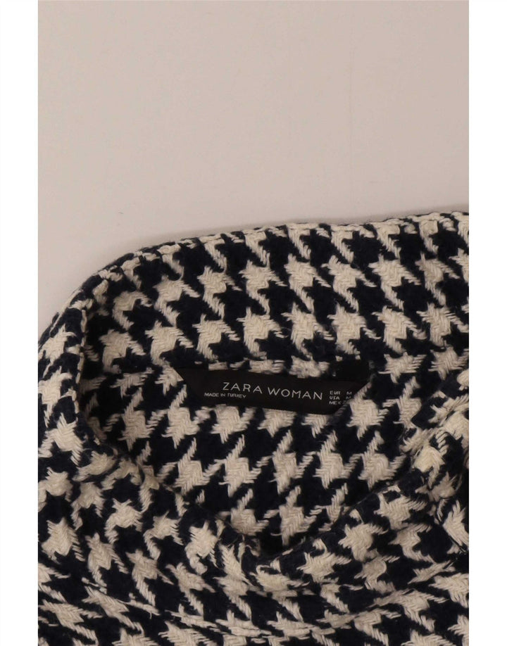 Zara - Jersey con cuello y botones para mujer, talla M, color negro, pata de gallo