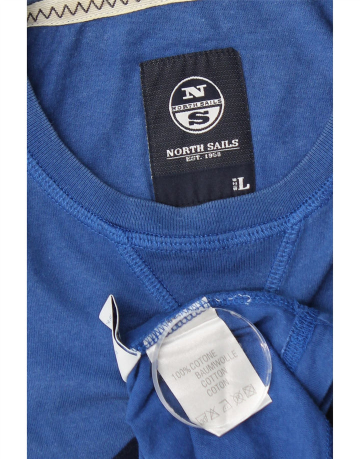 North Sails Hombre Camiseta Estampada De Manga Larga De Algodón Azul Grande