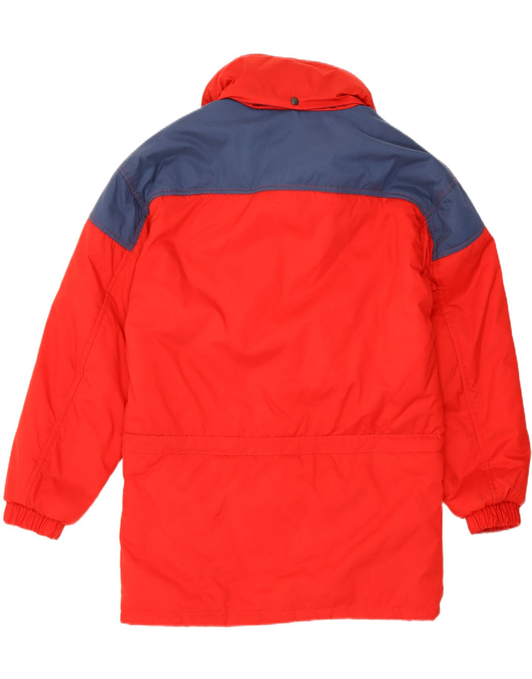 VINTAGE Chaqueta cortavientos con capucha para hombre IT 46 Bloque de color rojo grande