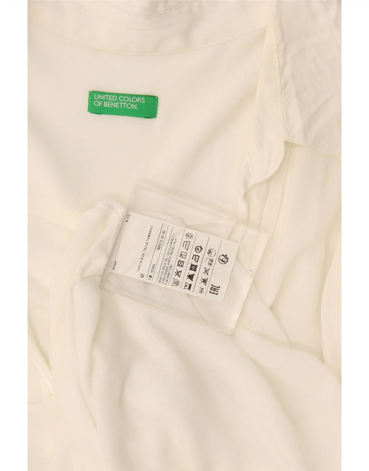 Benetton Blusa Camisera Extragrande Mujer ES 44 Mediana Viscosa Blanca