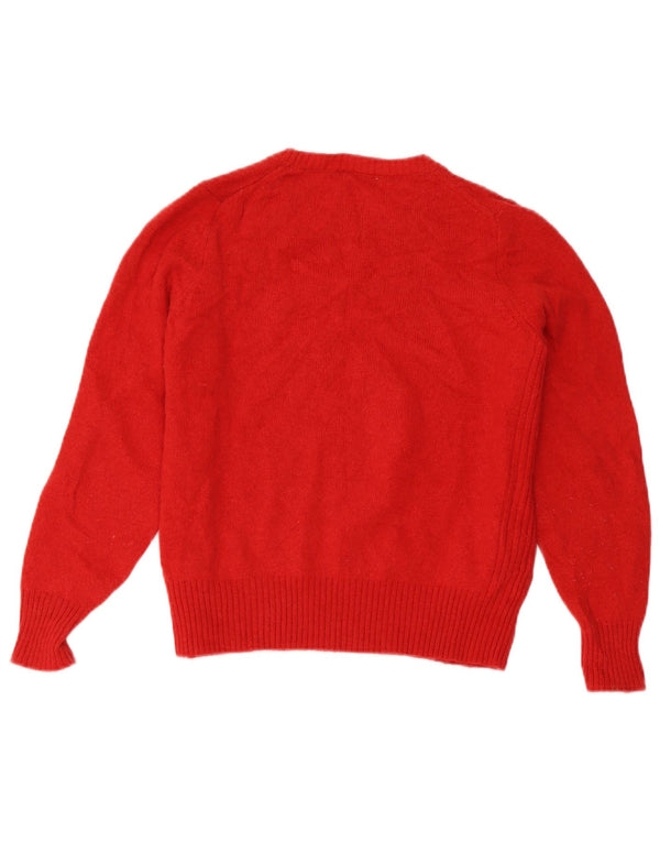 Marks & Spencer Suéter tipo jersey con cuello barco para mujer UK 40 XL Lana de cordero roja