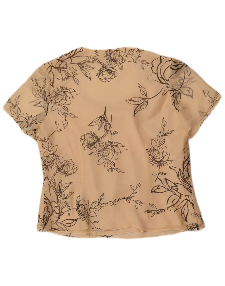 Jacques Vert Blusa para mujer Top UK 14 Grande Off White Floral Poliéster