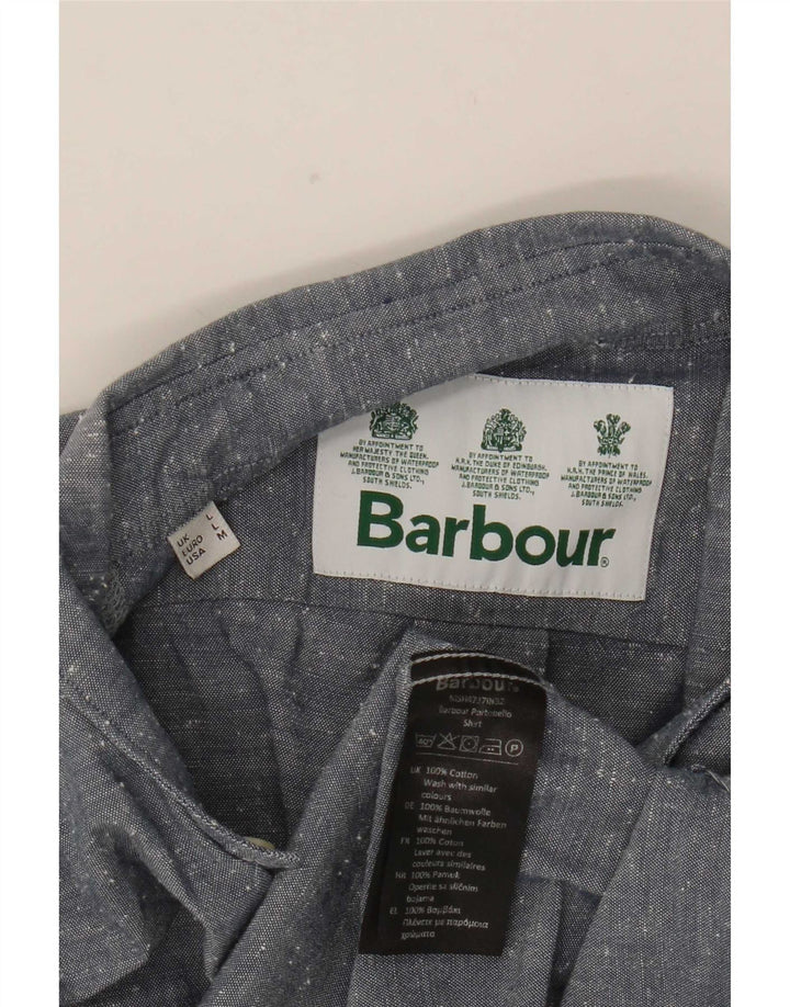 Barbour Camisa de manga corta para hombre de algodón moteado gris grande