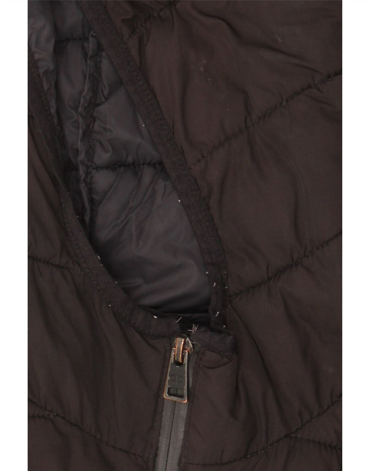 Champion Chaqueta Acolchada Con Capucha Para Mujer UK 10 Small Poliéster Negro