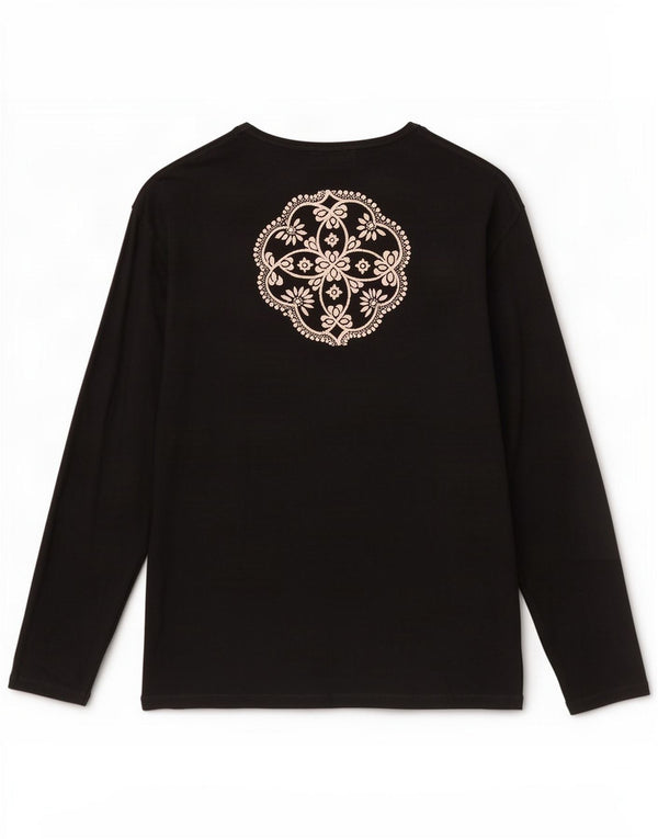Desigual Mujer Gráfico Top Manga Larga UK 40 XL Negro Floral