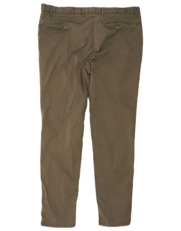 Massimo Dutti Pantalón Chino Slim para Hombre EU 50 2XL W40 L30 Caqui Algodón