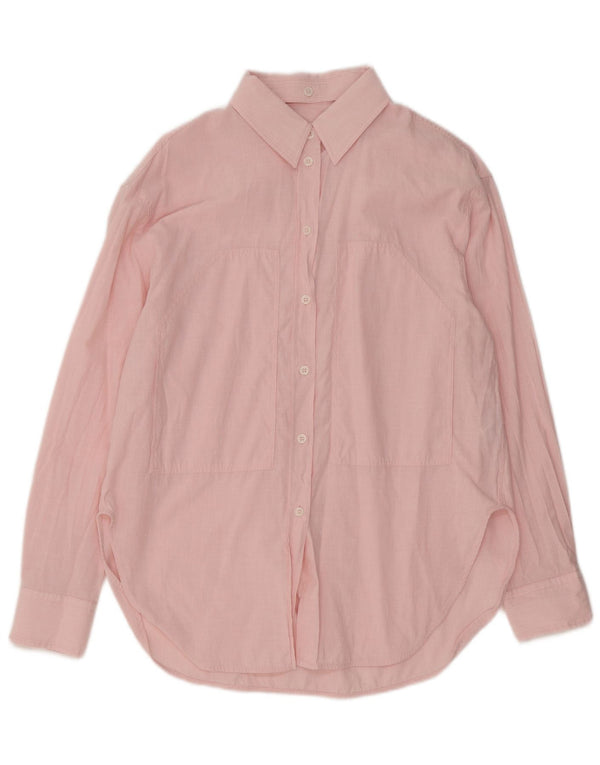 Zara Mujer Camisa Larga UK 44 Algodón A Rayas Rosa Mediano