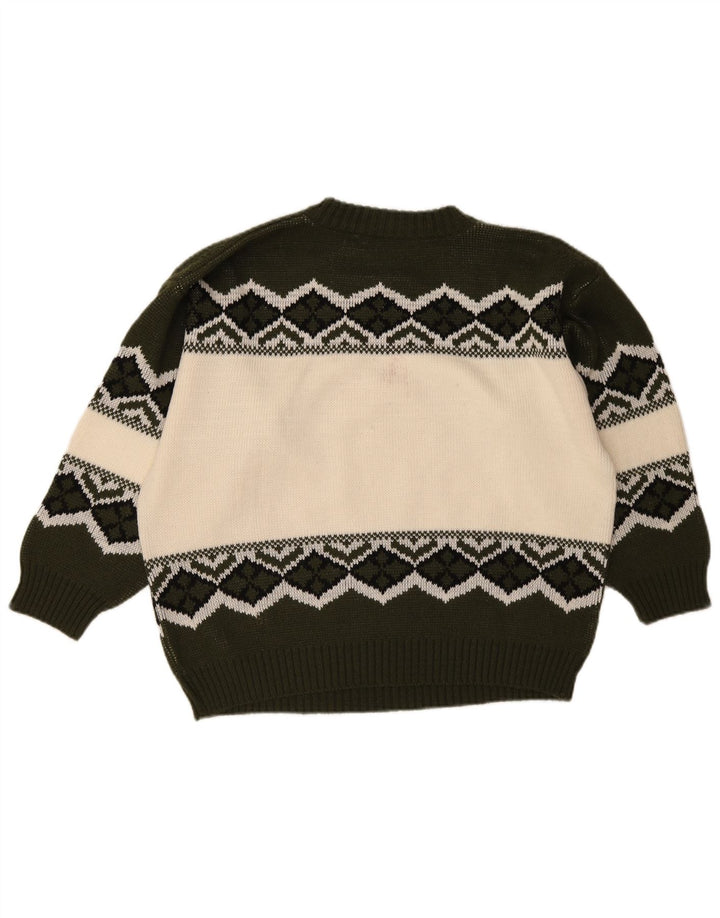 Vintage hombres gráfico tortuga cuello jumper suéter grande verde geométrico