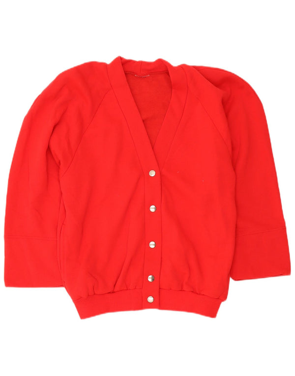Vintage mujer oversized Cardigan suéter Reino Unido 10 pequeño algodón rojo