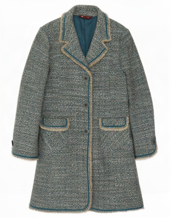 Monsoon Abrigo para mujer UK 44 Acrílico moteado azul medio