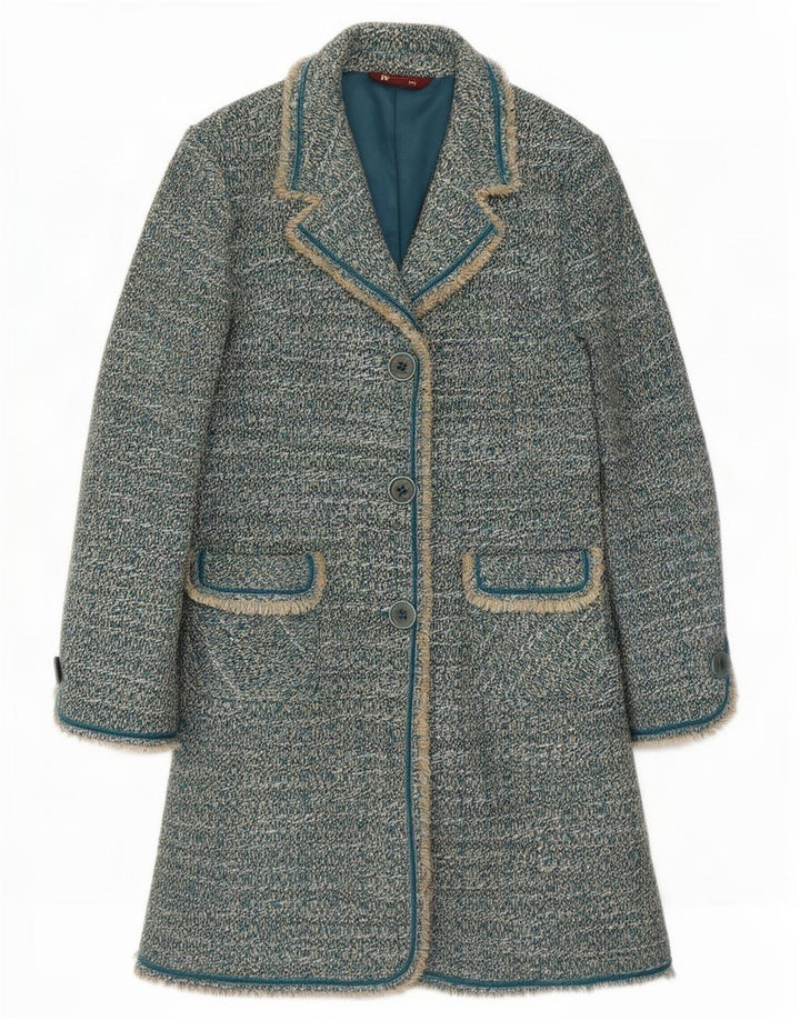 Monsoon Abrigo para mujer UK 44 Acrílico moteado azul medio