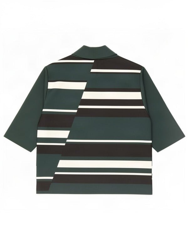 Zara Mujer Blusa Top UK 42 Poliéster Color Block Verde Medio