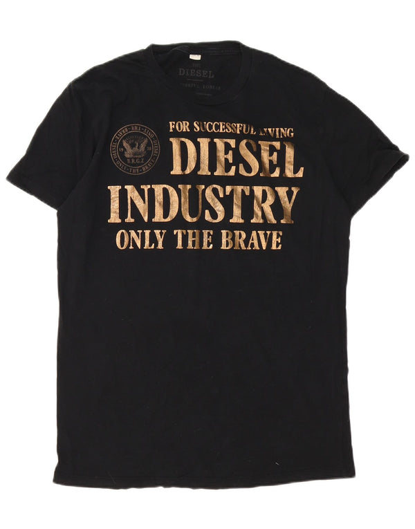 Diesel Hombre Camiseta Gráfica Top Mediano Negro