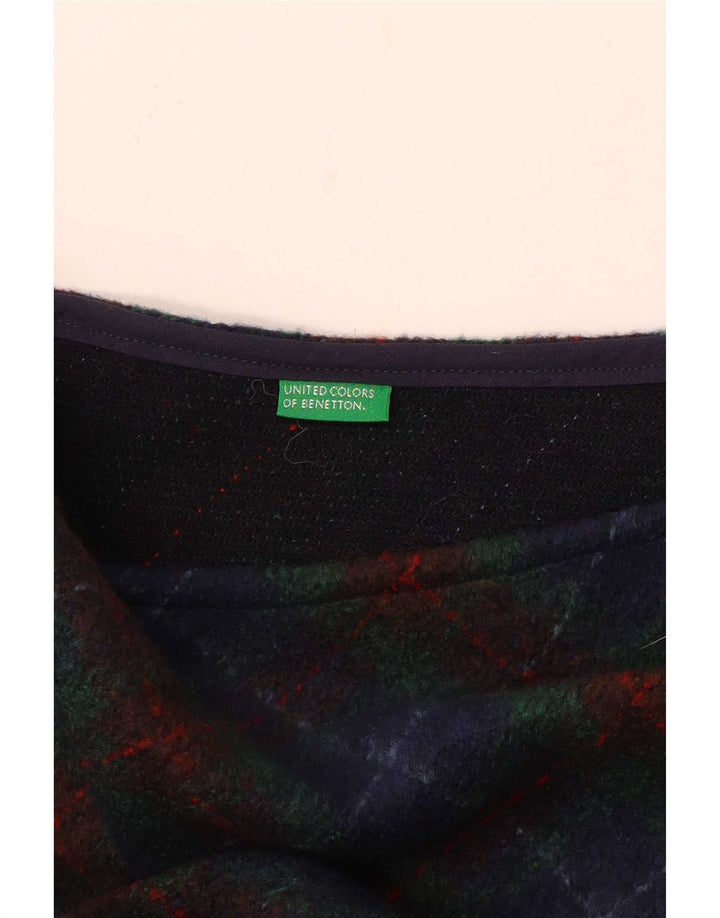 Falda Larga Benetton Mujer W28 Cuadros Azul Medio