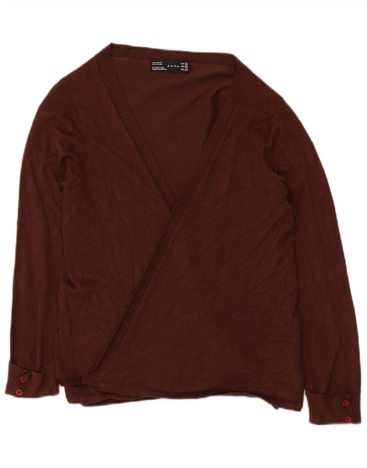 Zara - Cárdigan cruzado para mujer, talla 42, rayón marrón medio