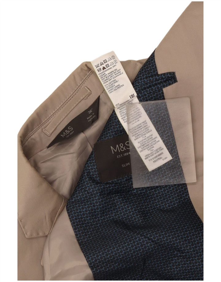 Marks & Spencer Chaqueta tipo blazer ajustada con 2 botones para hombre UK 36 Small Beige