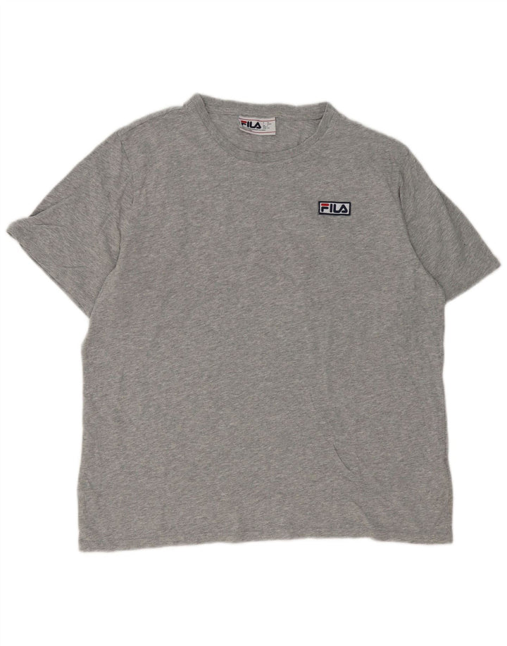 Fila Camiseta para hombre Top grande de algodón moteado gris