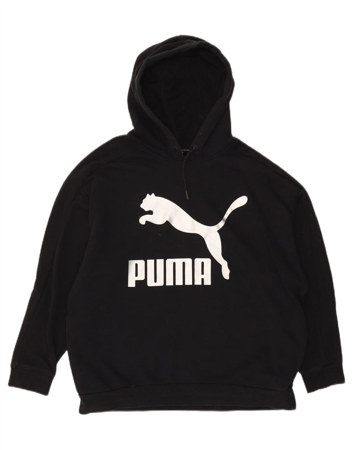 PUMA Mens Loose Fit Graphic Hoodie Jumper Medium Black