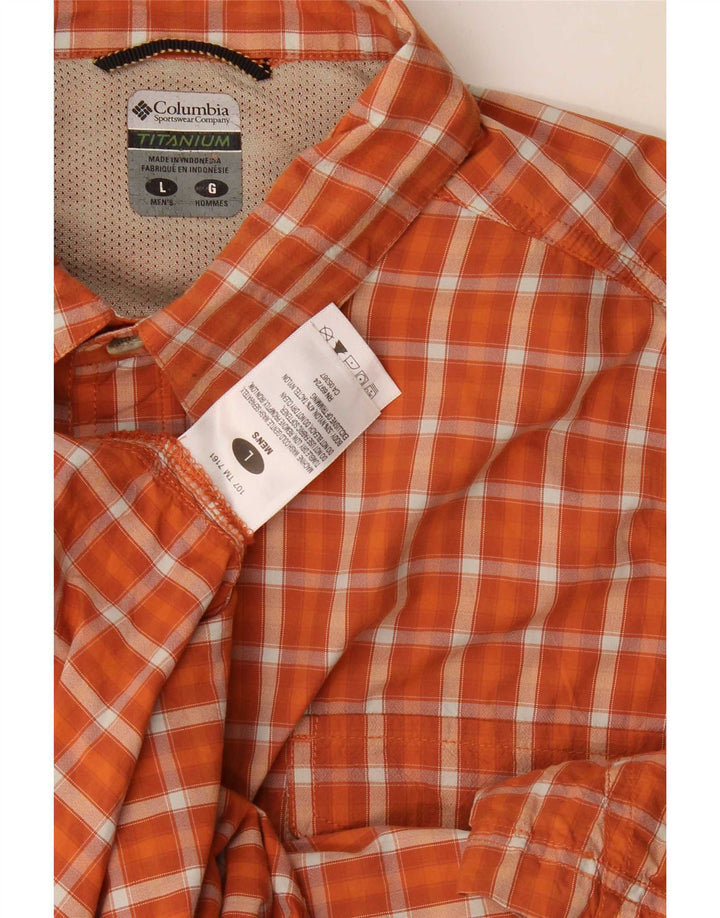 Columbia Camisa De Manga Corta Para Hombre Nylon A Cuadros Naranja Grande
