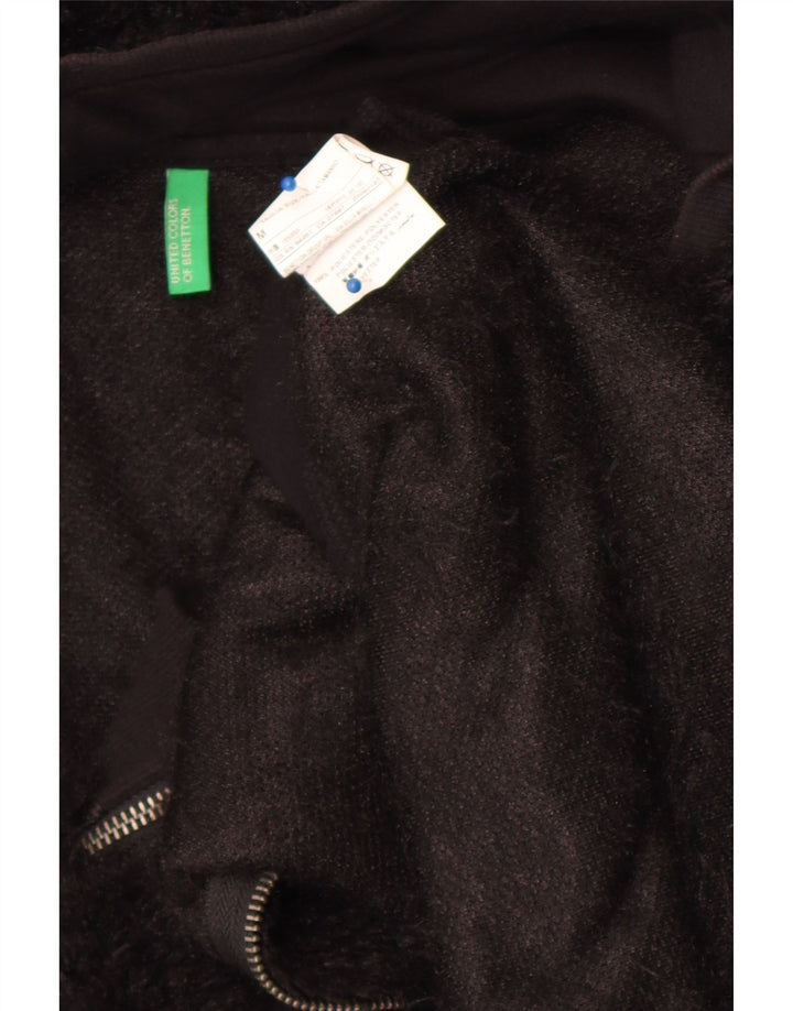 Benetton Chaqueta Polar Con Capucha Mujer ES 44 Mediano Negro Poliéster