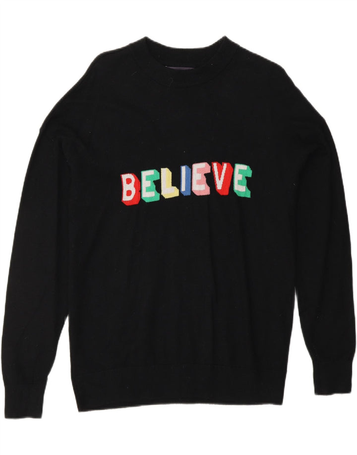 MARKS & SPENCER Suéter gráfico con cuello redondo para mujer UK 44 Mediano Negro