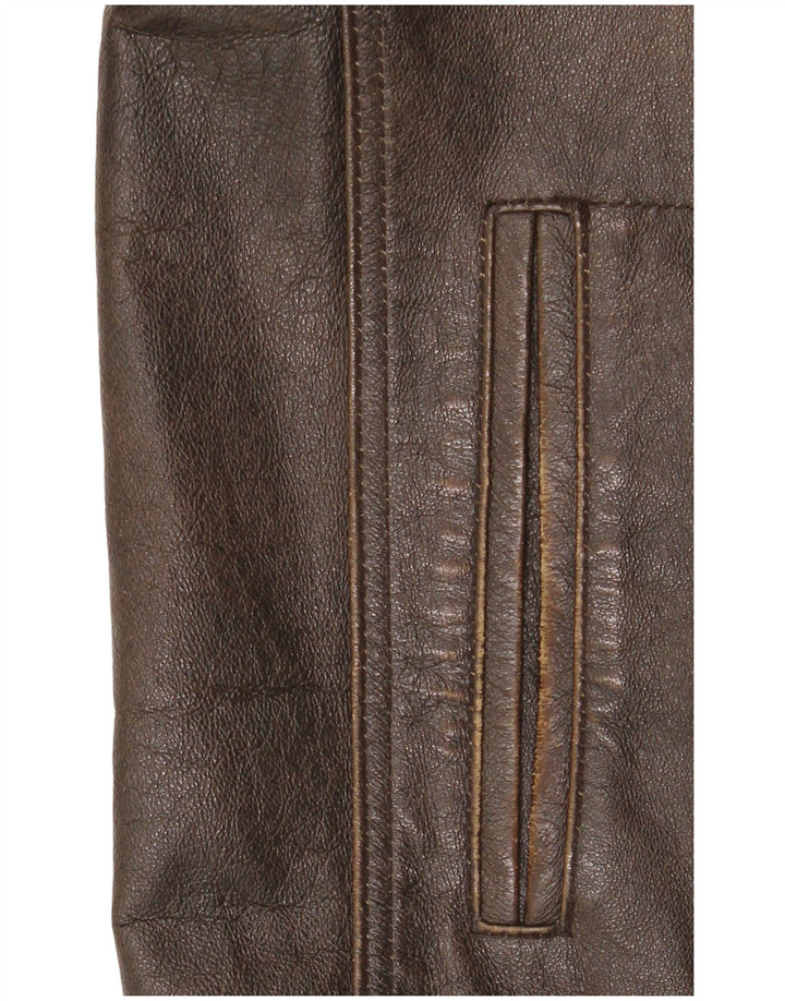 Route 66 Chaqueta de cuero para hombre UK 40 Large Cuero marrón
