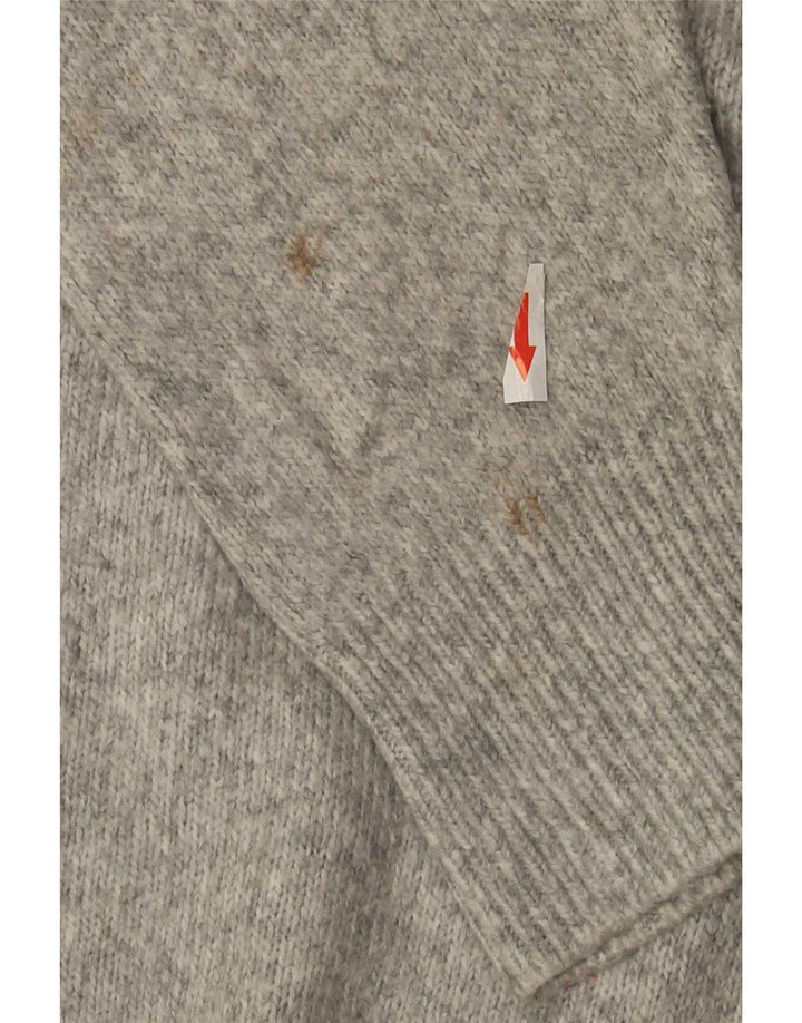 Zara Mujer Jersey Oversize con Cuello en V UK 10 Small Gris Moteado