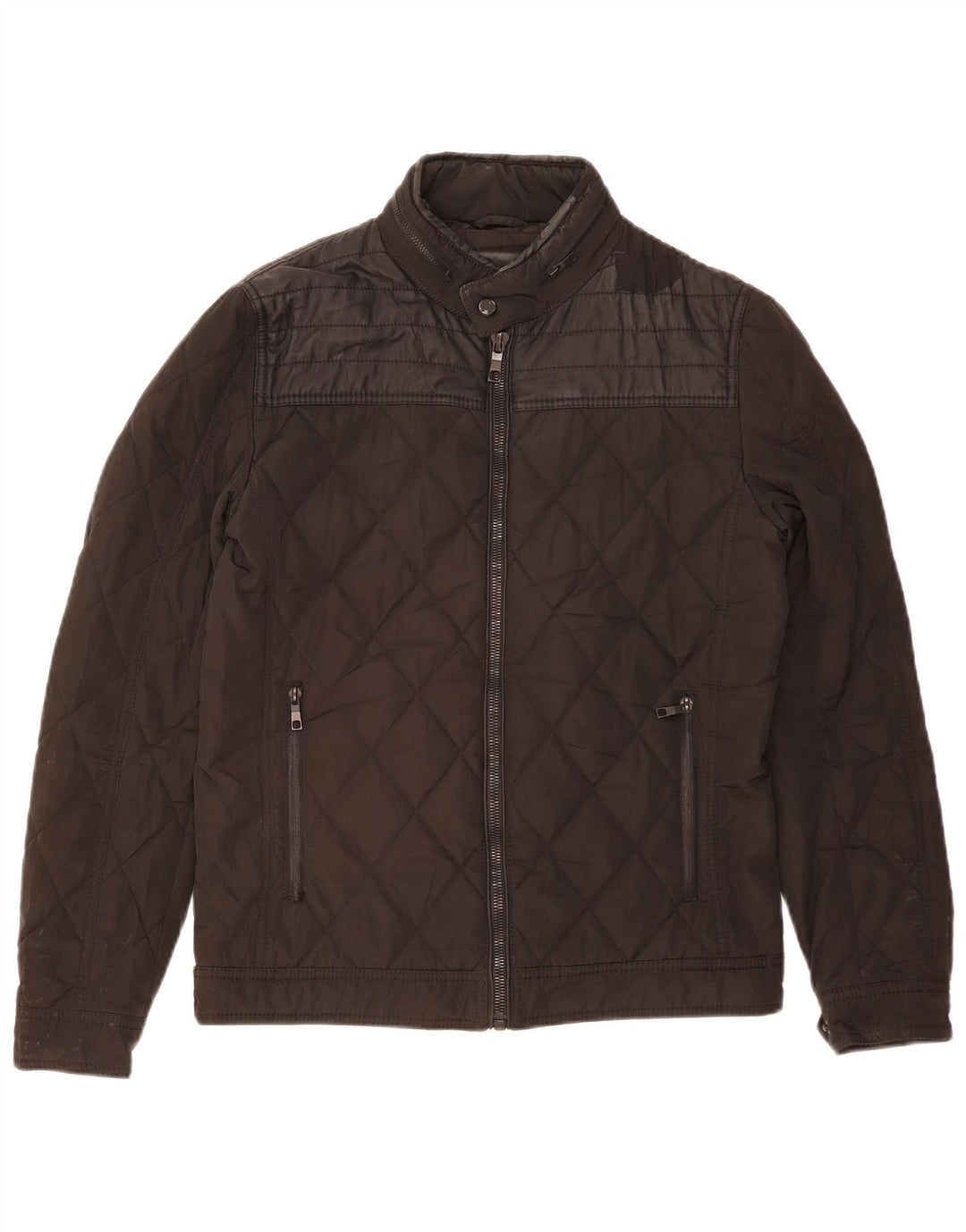 ZARA Hombre Chaqueta Acolchada Con Capucha UK 38 Medium Negro